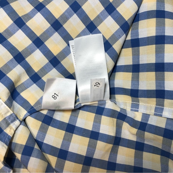 J. Crew Mens Button Up Long Sleeve Blue Yellow Plaid Slim Untucked Shirt Size S - Picture 12 of 12